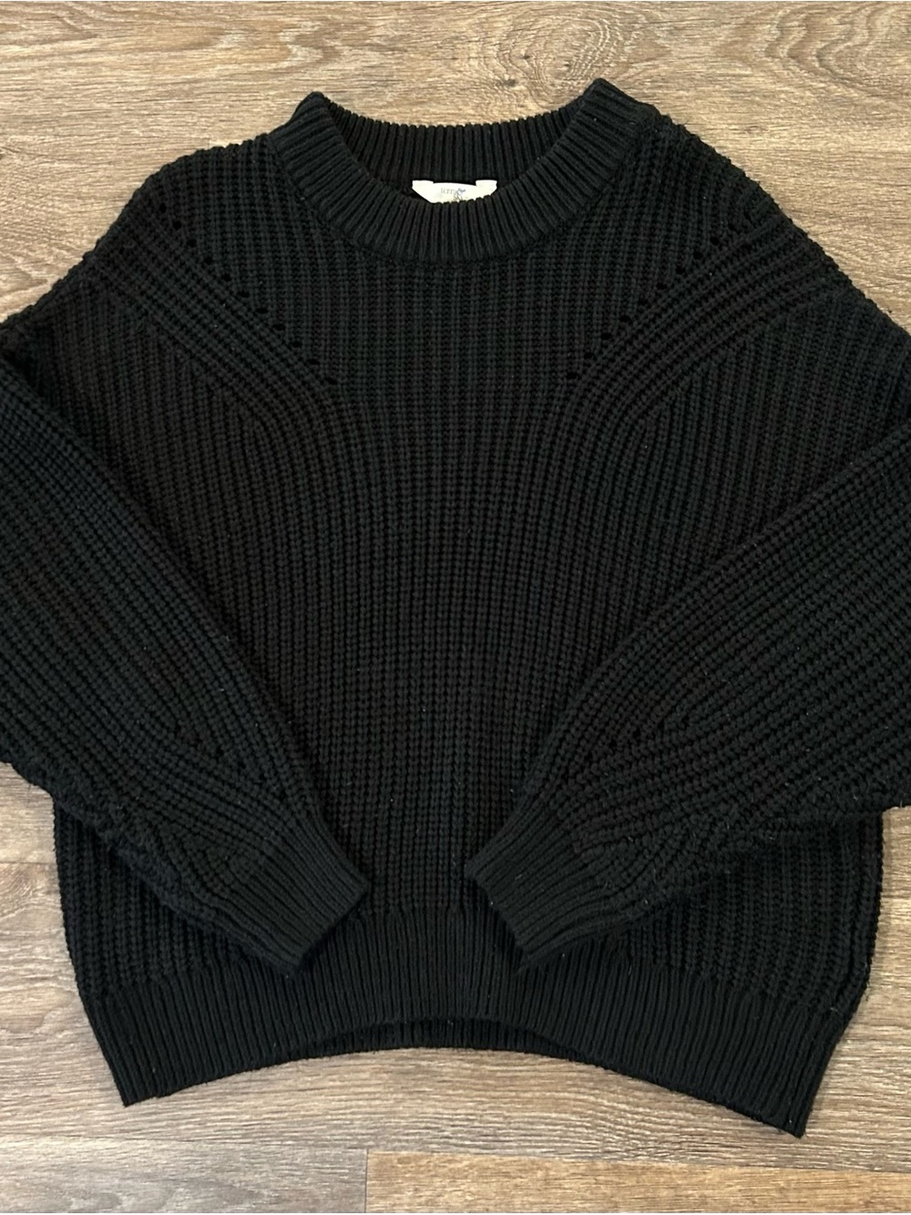 Knit Sweater Black Ribbed Crewneck - Women’s Size 0W (14W XL) Terra & Sky